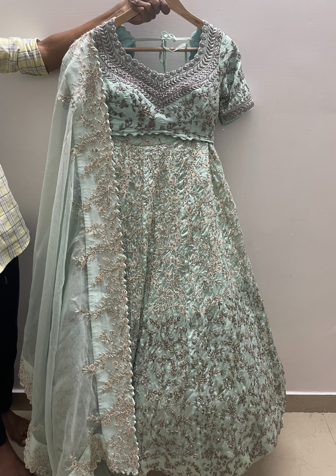 Mrunalini Rao Blue Embellished Lehenga Set