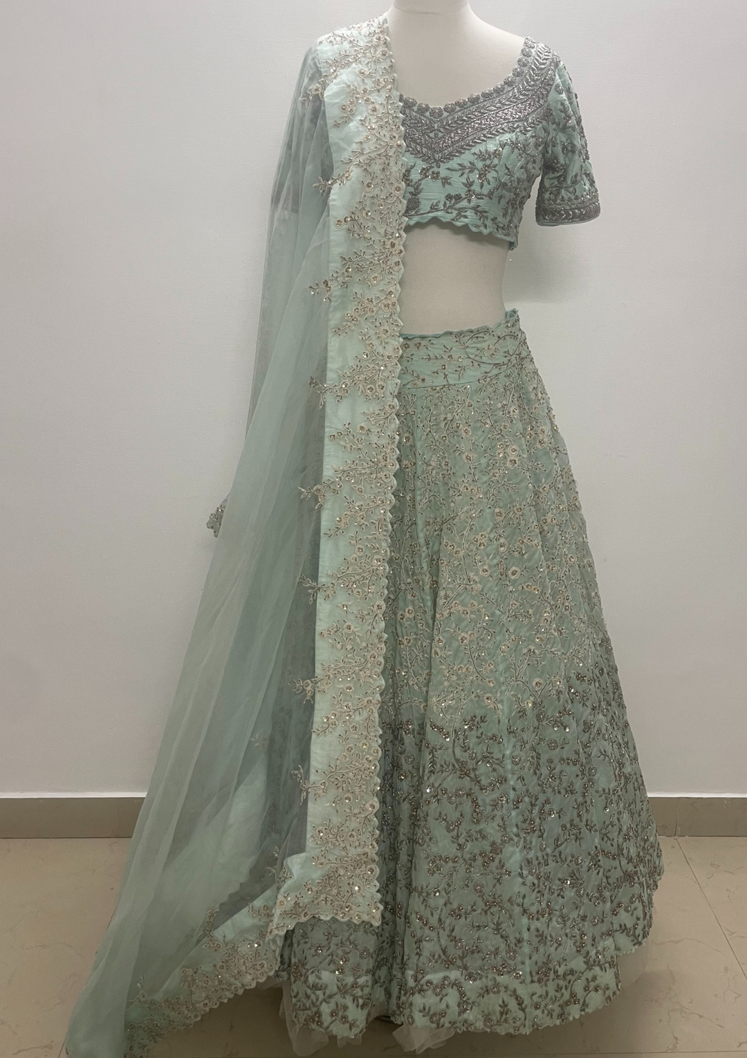Mrunalini Rao Blue Embellished Lehenga Set