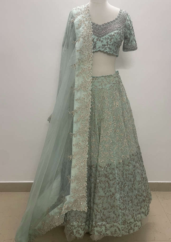 Mrunalini Rao Blue Embellished Lehenga Set