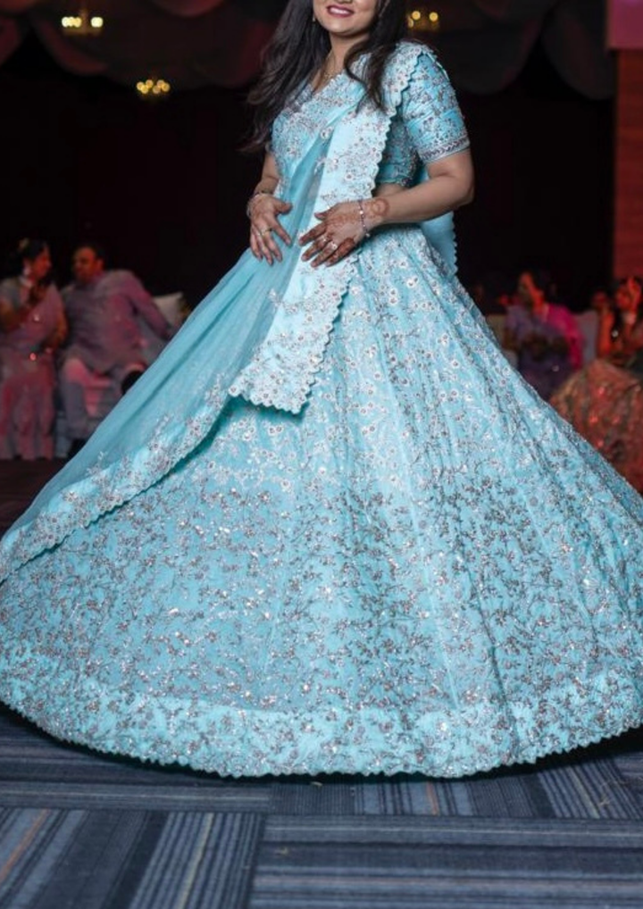 Mrunalini Rao Blue Embellished Lehenga Set