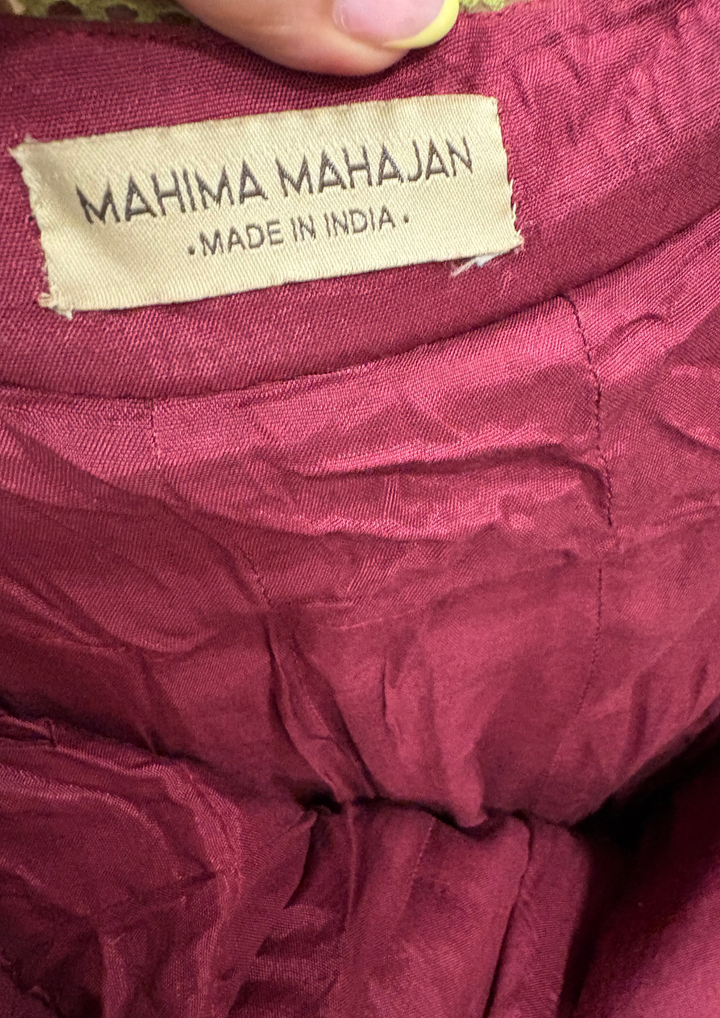 Mahima Mahajan Embroidered Wine Red Lehenga Set