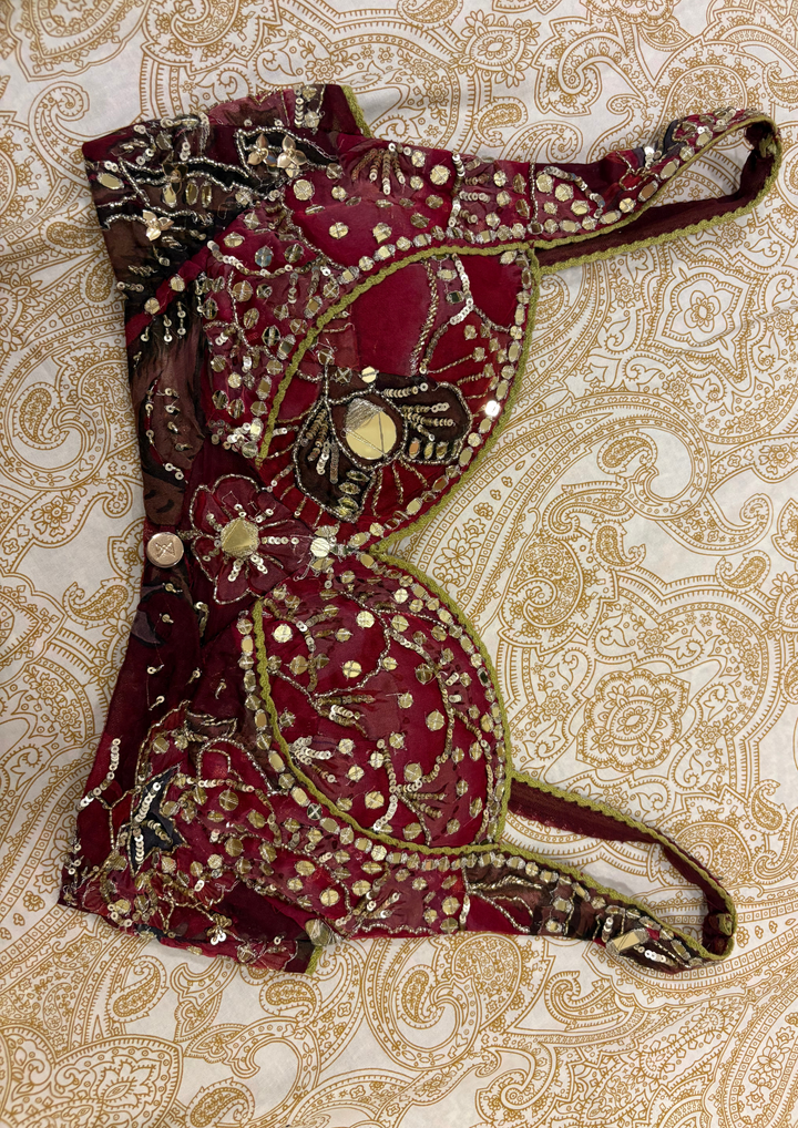 Mahima Mahajan Embroidered Wine Red Lehenga Set