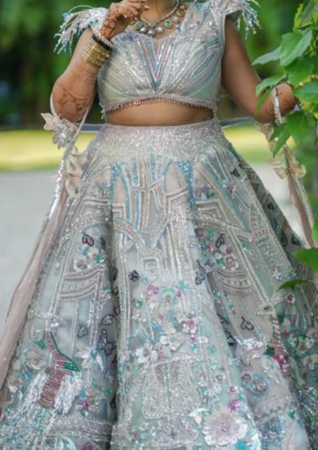 Sulakshana Monga Pastel Butterfly Embellished Lehenga Set