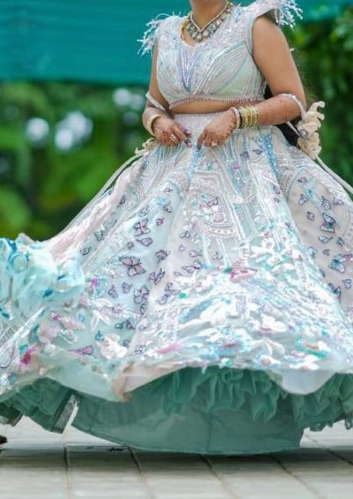 Sulakshana Monga Pastel Butterfly Embellished Lehenga Set