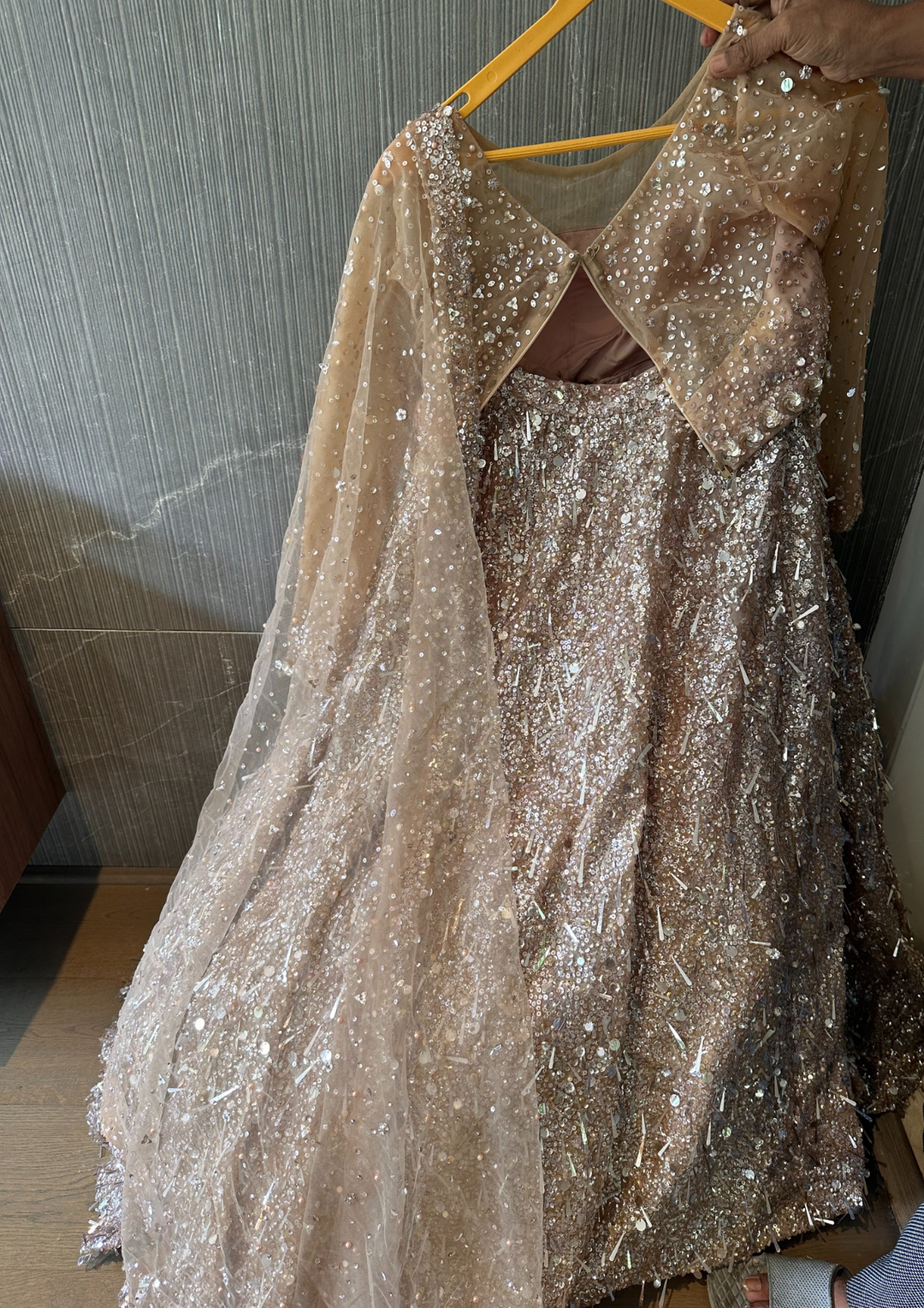 Seema Gujral Nude Embroidered Lehenga Set