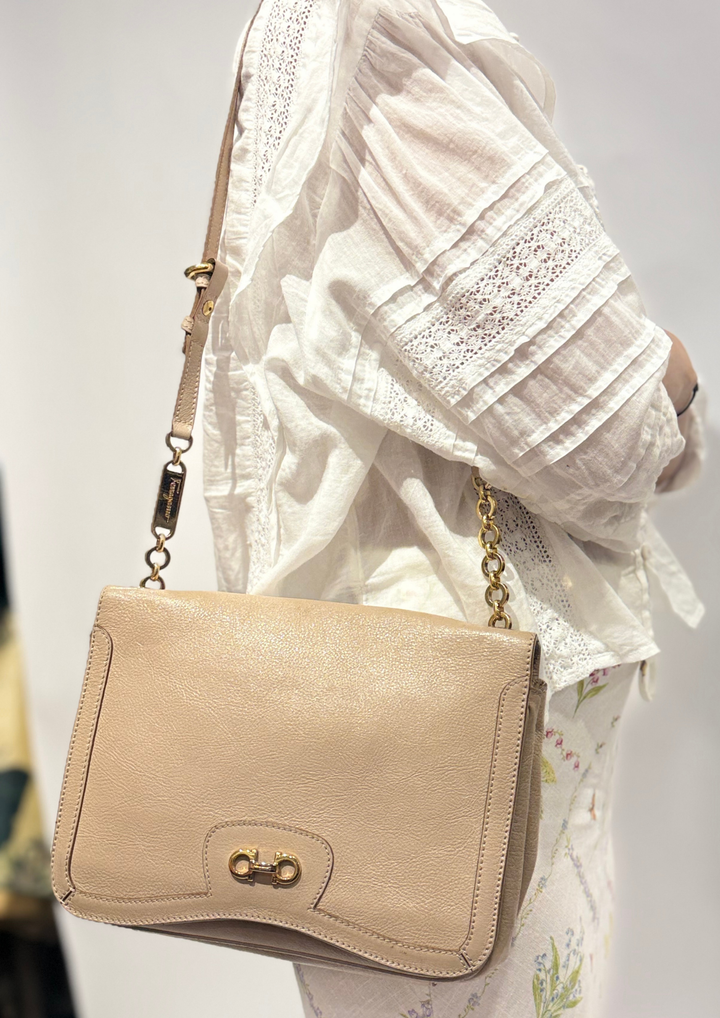 Salvatore Ferragamo Leather Gancini Flap Shoulder Bag