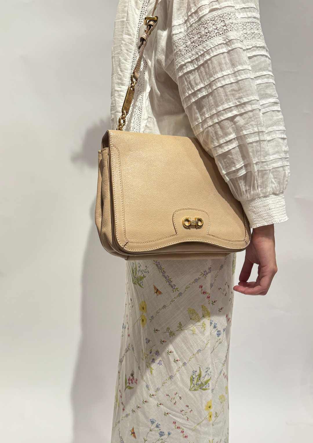 Salvatore Ferragamo Leather Gancini Flap Shoulder Bag