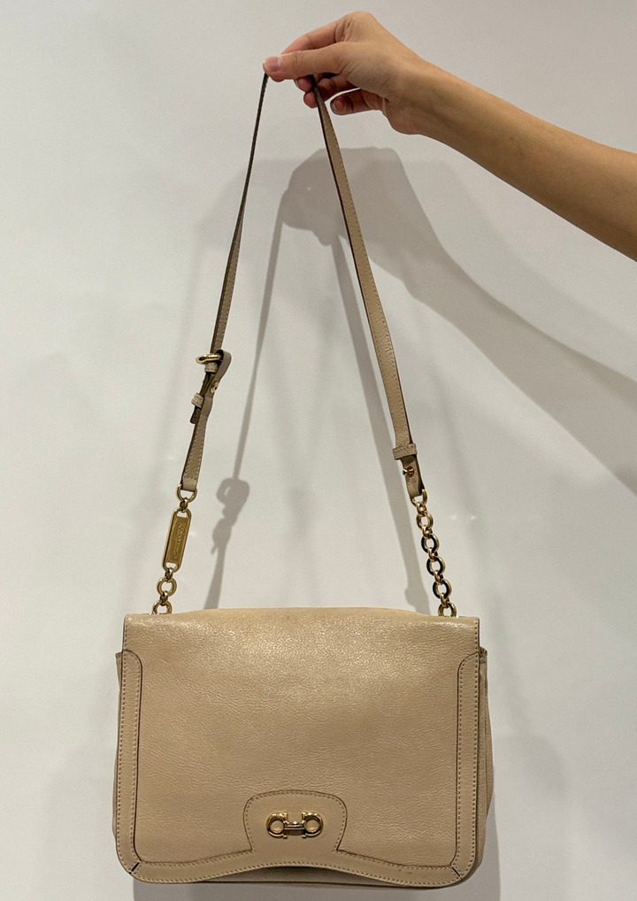 Salvatore Ferragamo Leather Gancini Flap Shoulder Bag