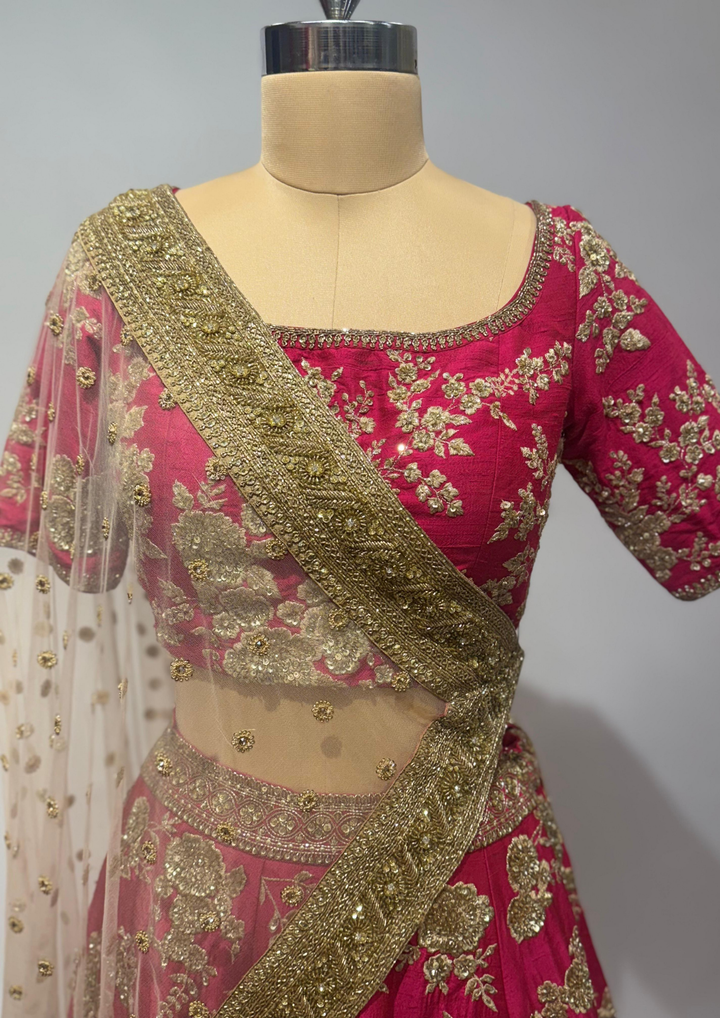 Sabyasachi Floral Zardozi Embroidered Lehenga Set