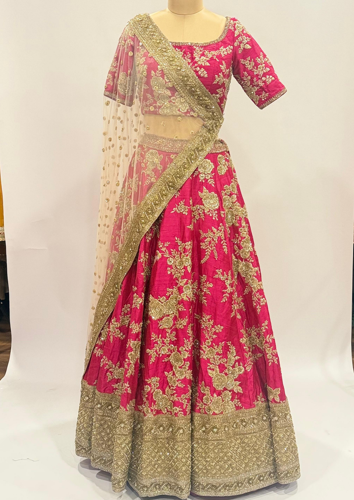 Sabyasachi Floral Zardozi Embroidered Lehenga Set