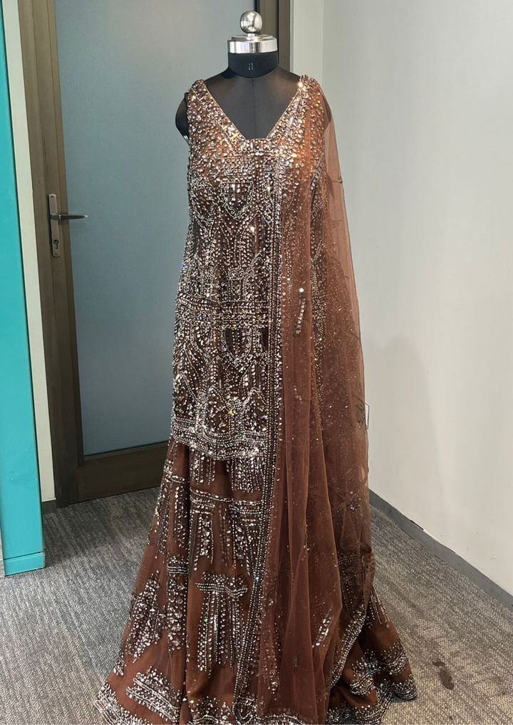 Seema Gujral Brown Sharara Set