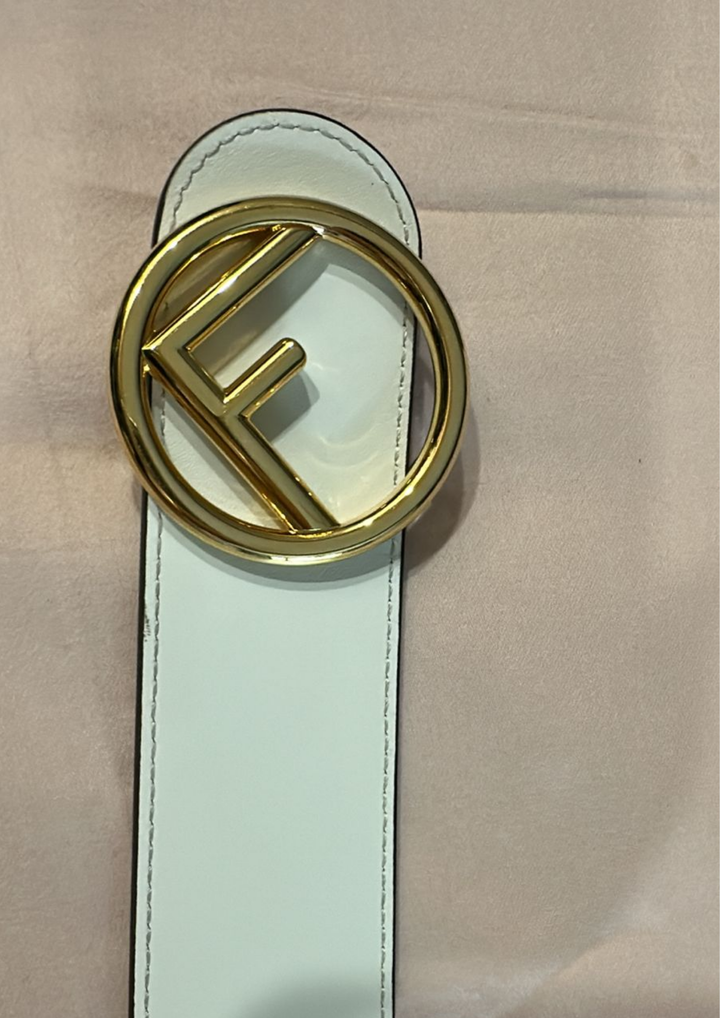 Fendi Caramel/White Leather F Reversible Belt