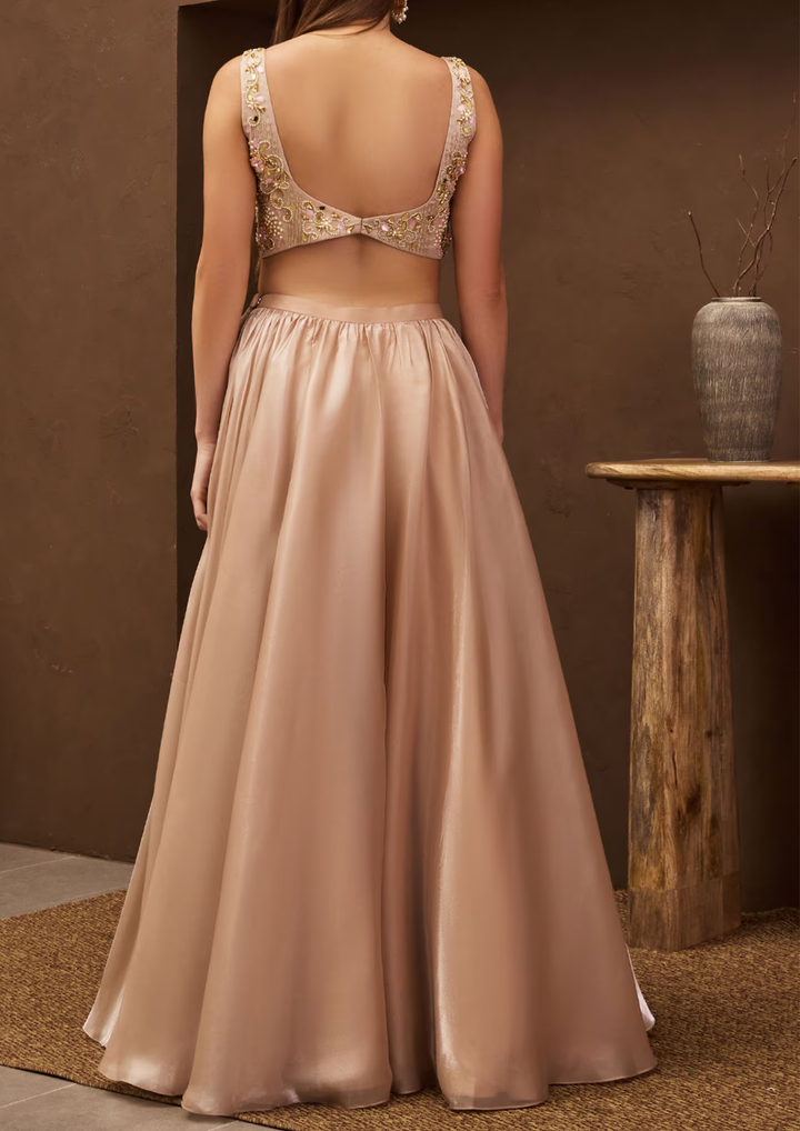 Papa Don't Preach Beige Lehenga Set