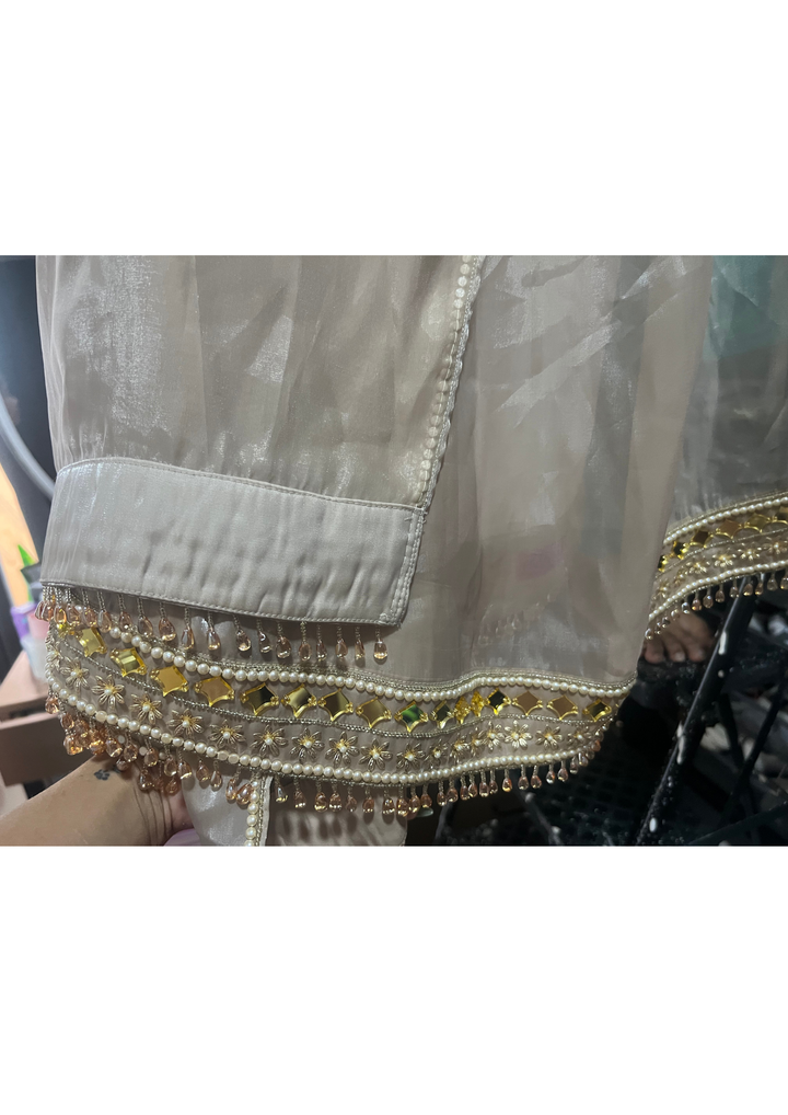 Papa Don't Preach Beige Lehenga Set