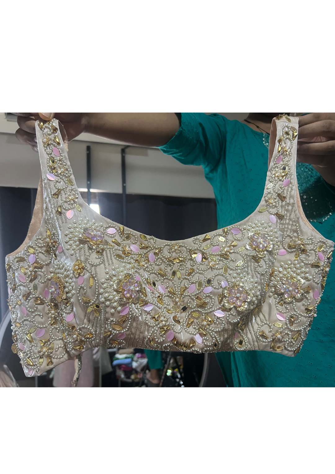 Papa Don't Preach Beige Lehenga Set