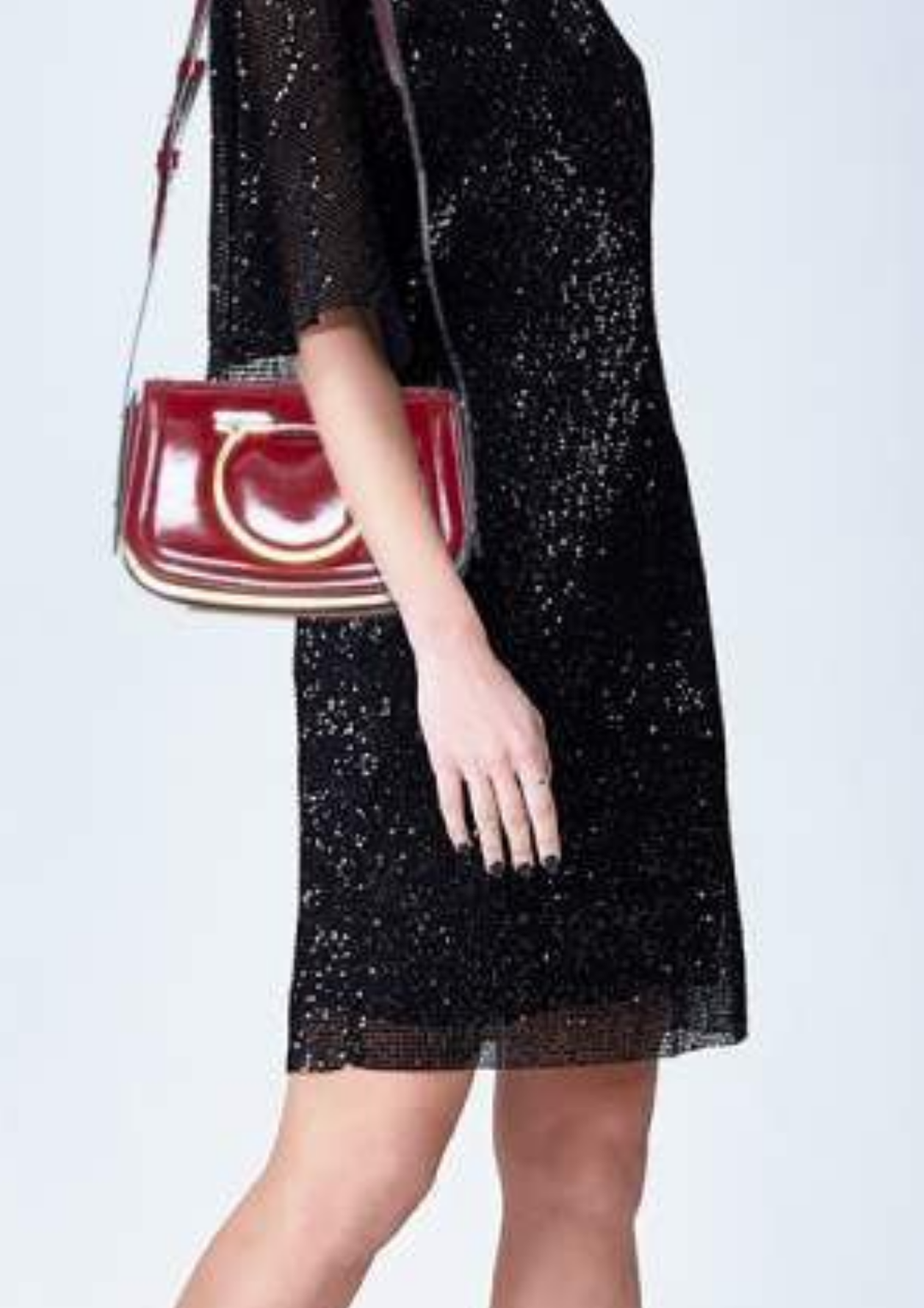 Salvatore Ferragamo Burgundy Patent Leather Gancini Flap Shoulder Bag