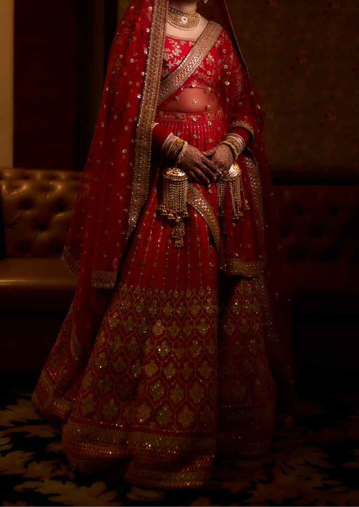 Sabyasachi red Bridal Lehenga Set