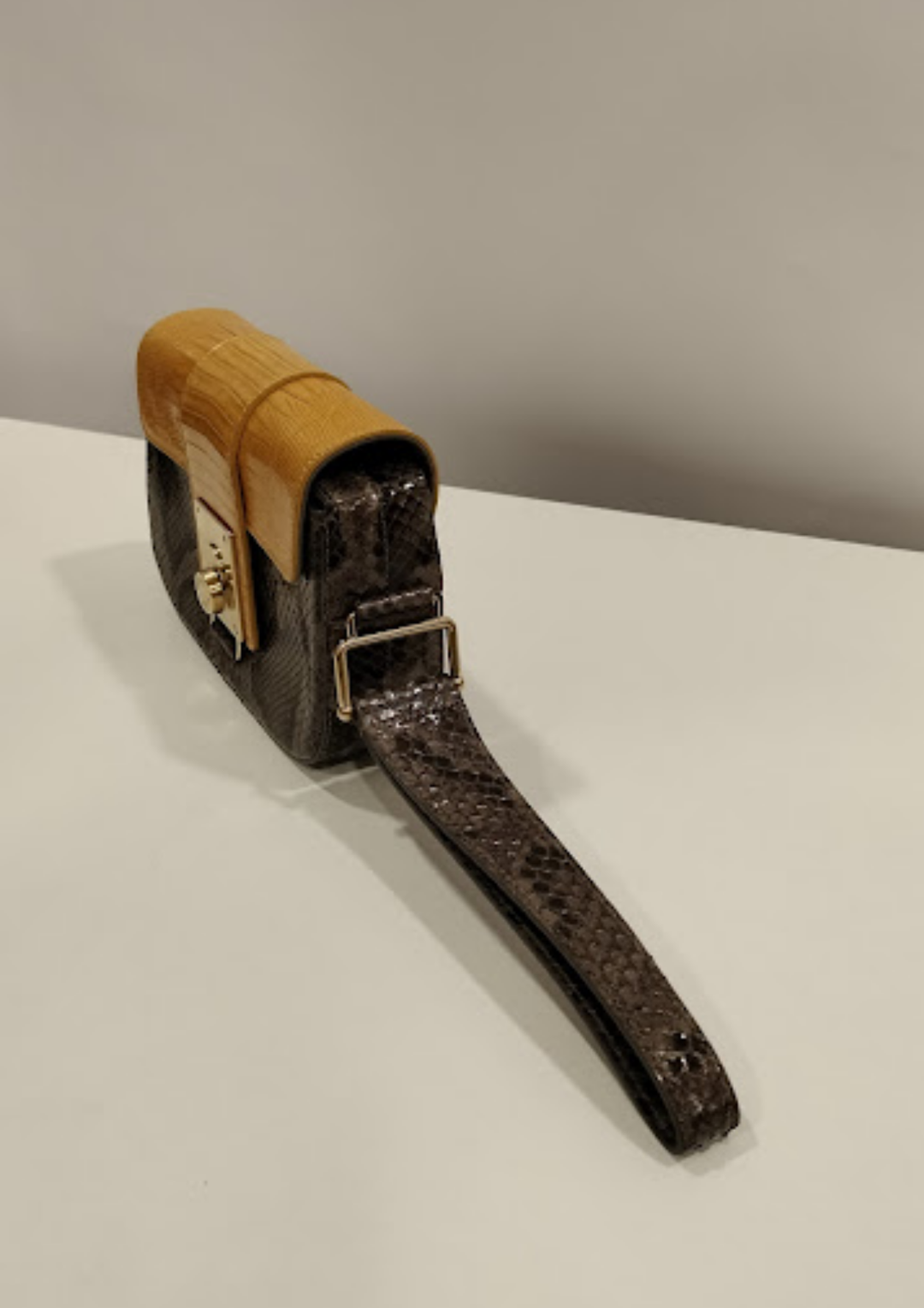 Tods Yellow & Brown Leather Wristlet Clutch