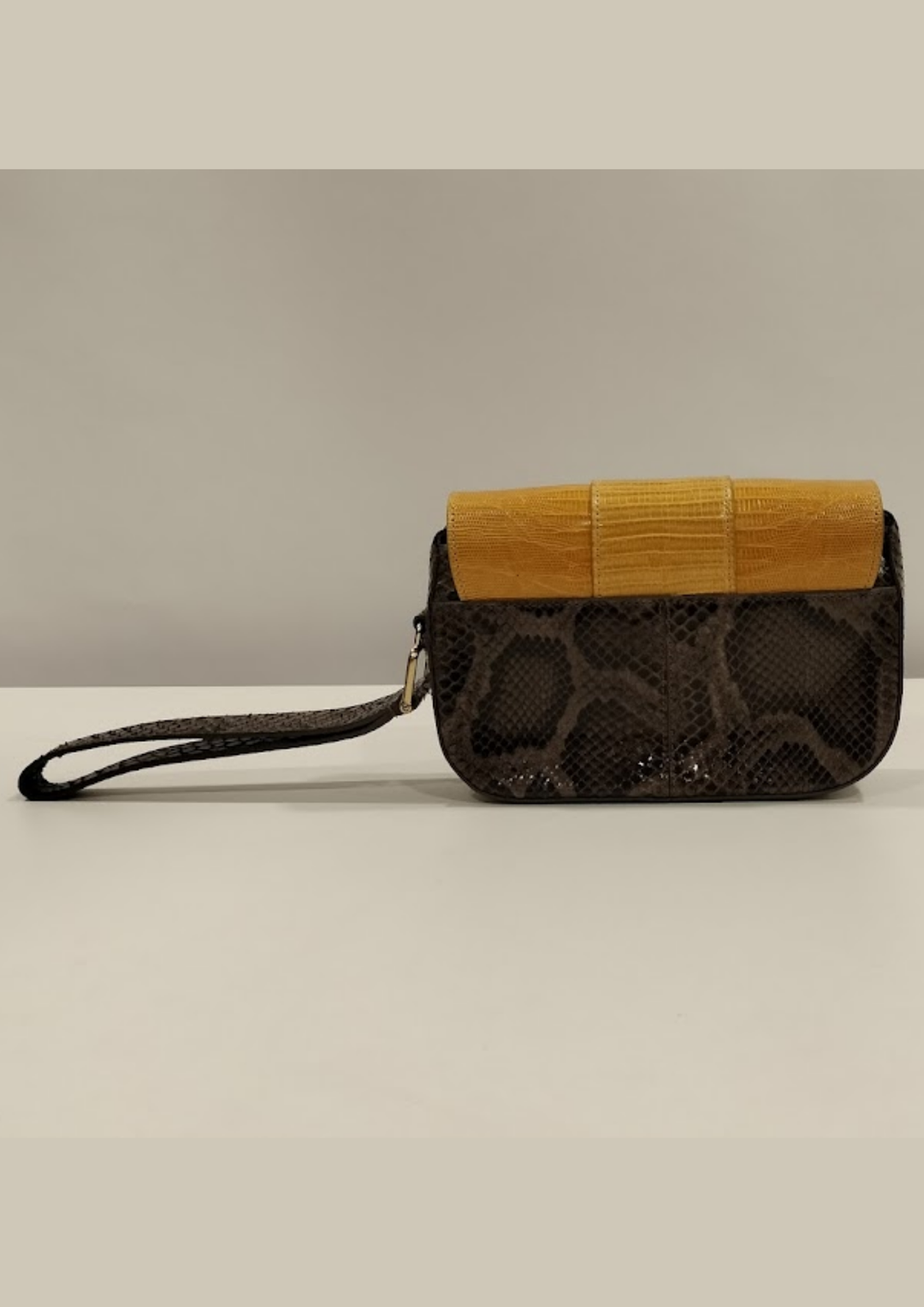 Tods Yellow & Brown Leather Wristlet Clutch