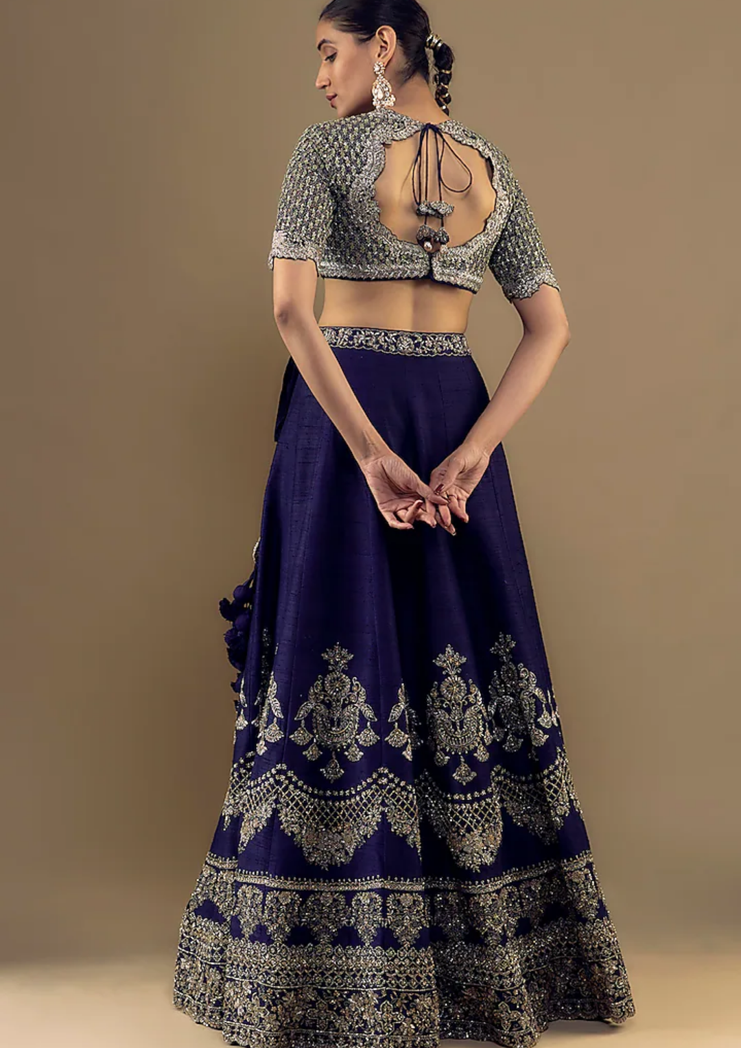Jayanti Reddy Purple Silk Zari Embroidered Lehenga Set