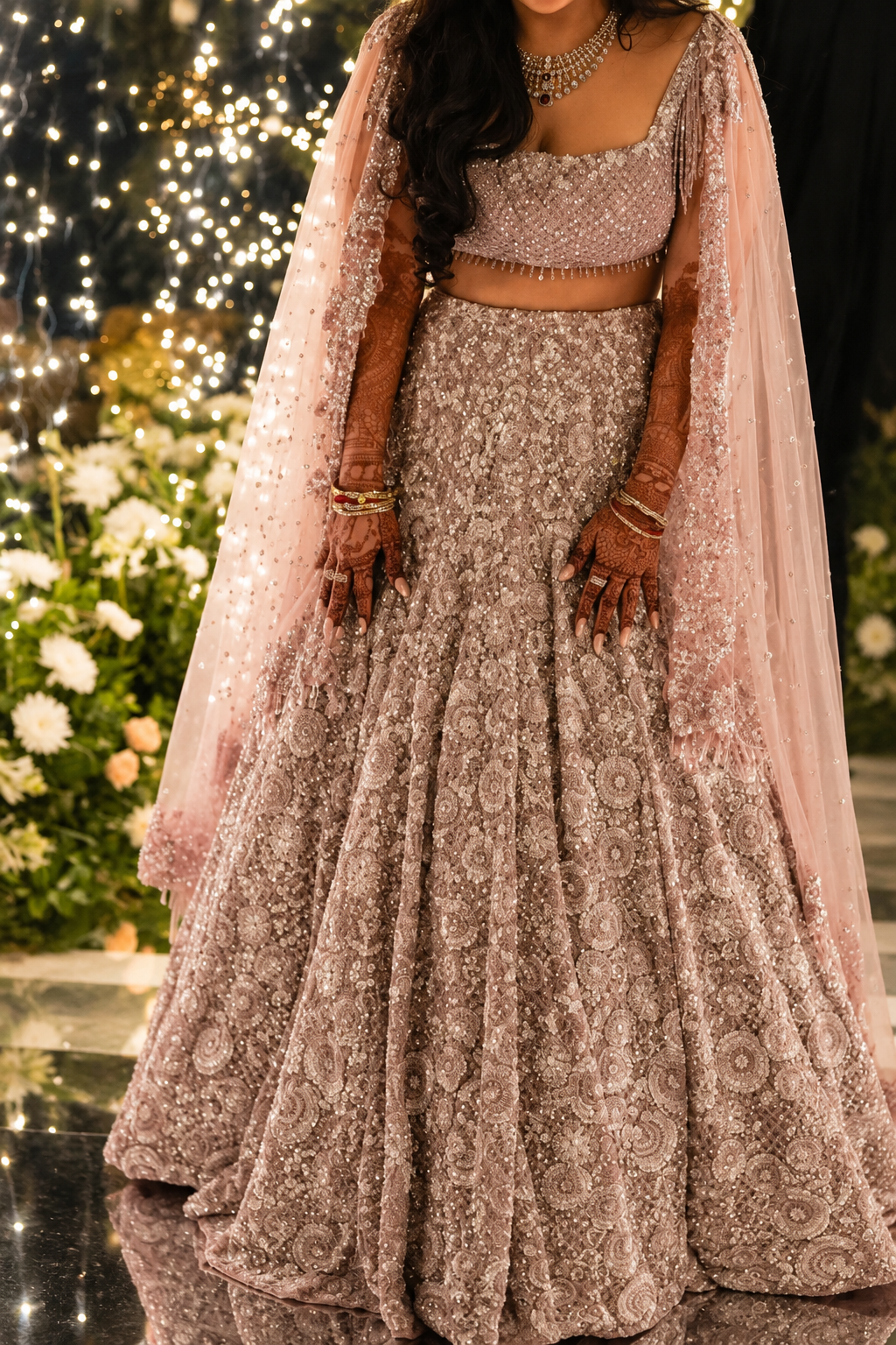 Seema Gujral Mauve Embellished Lehenga Set