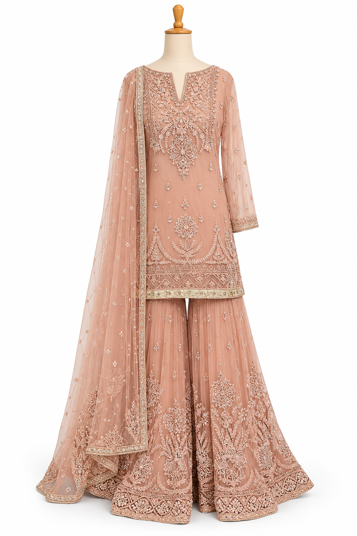 Tarun Tahiliani Dusty Rose Embellished Sharara Set