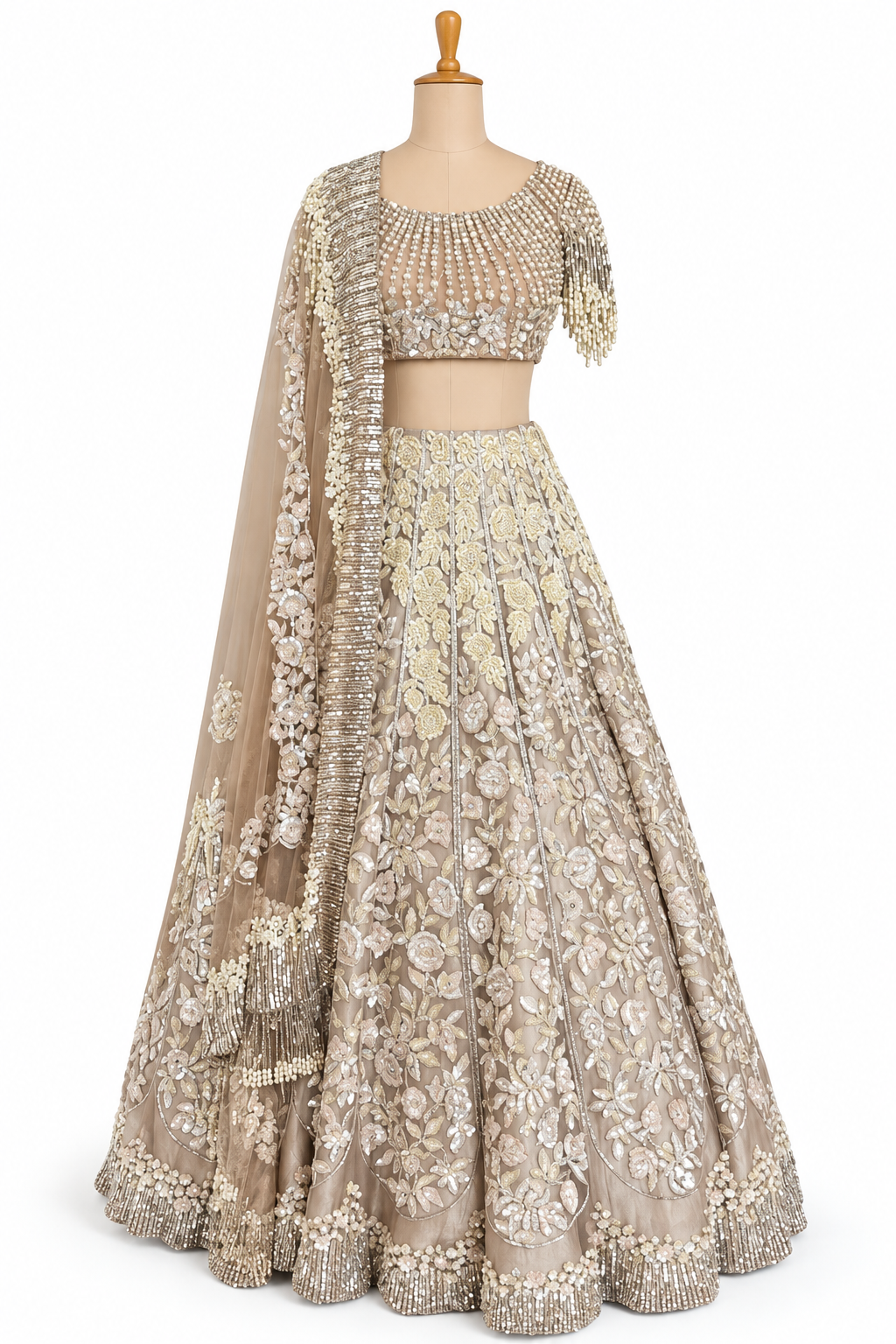 Manish Malhotra Champagne Embellished Lehenga Set