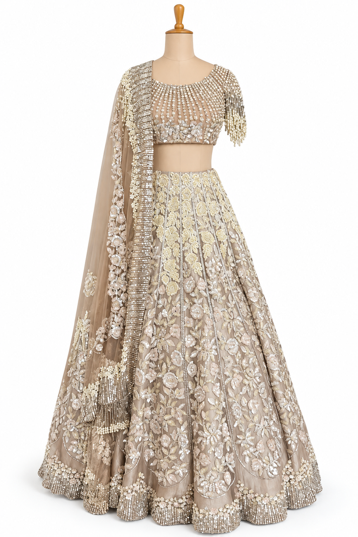 Manish Malhotra Champagne Embellished Lehenga Set
