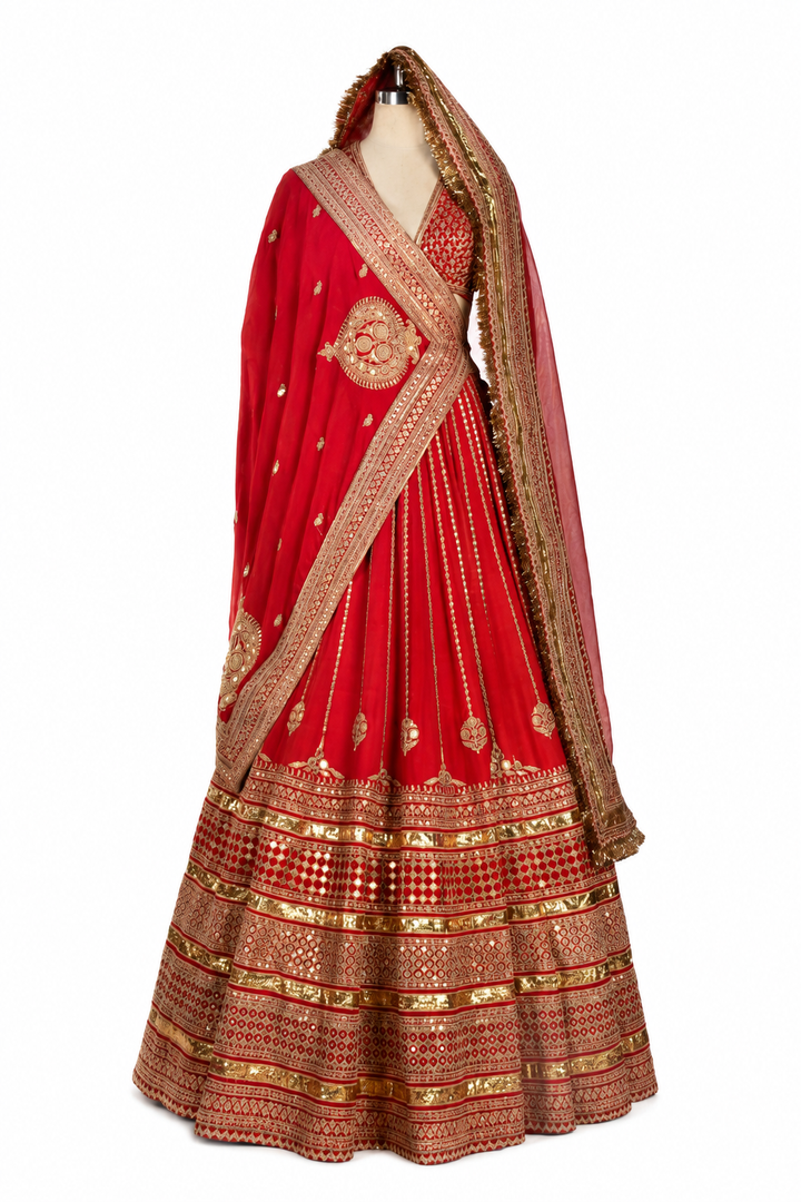 Sabyasachi Red Bridal Lehenga Set