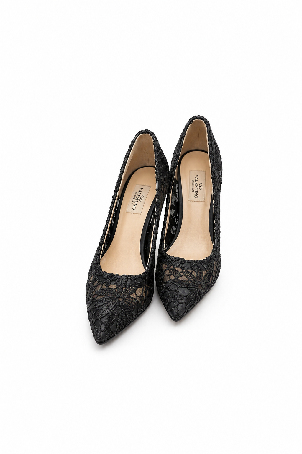 Valentino Garavani Black Lace Pointed-Toe Pumps Size 36
