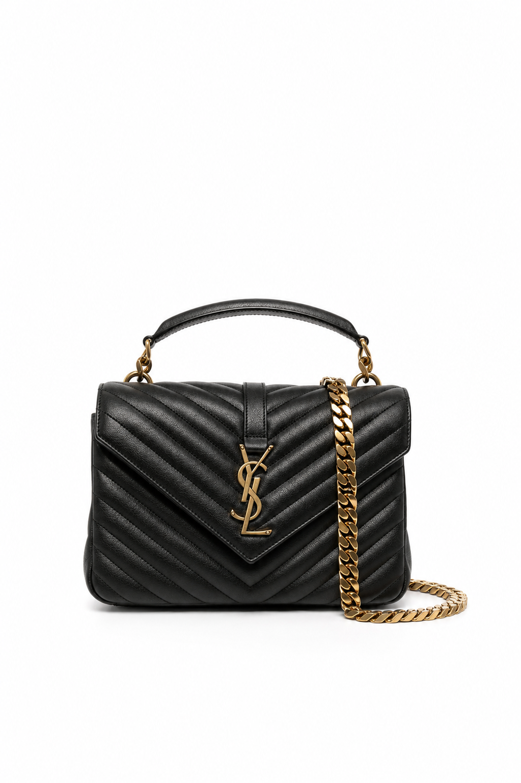Saint laurent Black Monogram College Leather Satchel