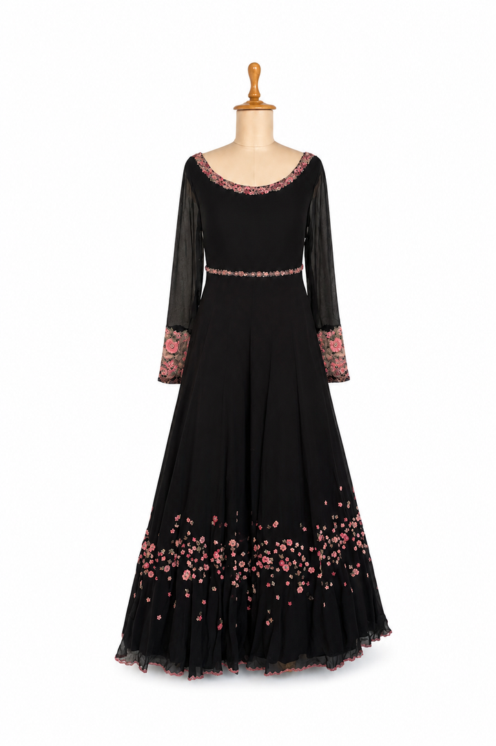 Dolly J Black Embroidered Gown