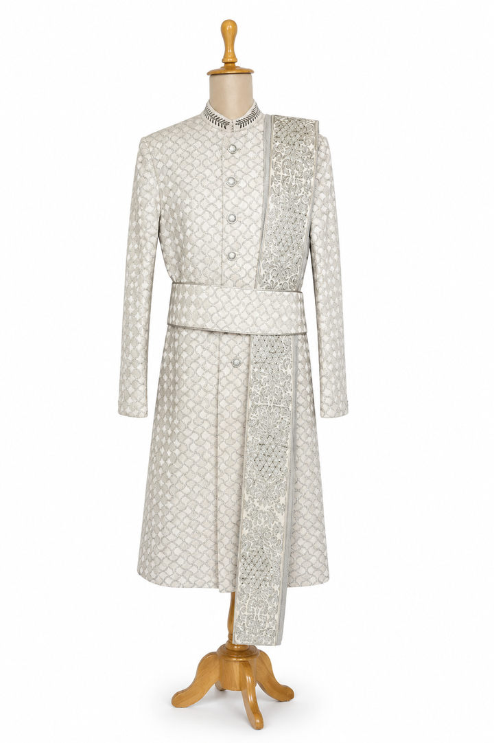 Rohit Gandhi Rahul Khanna Ivory Embroidered Sherwani Set