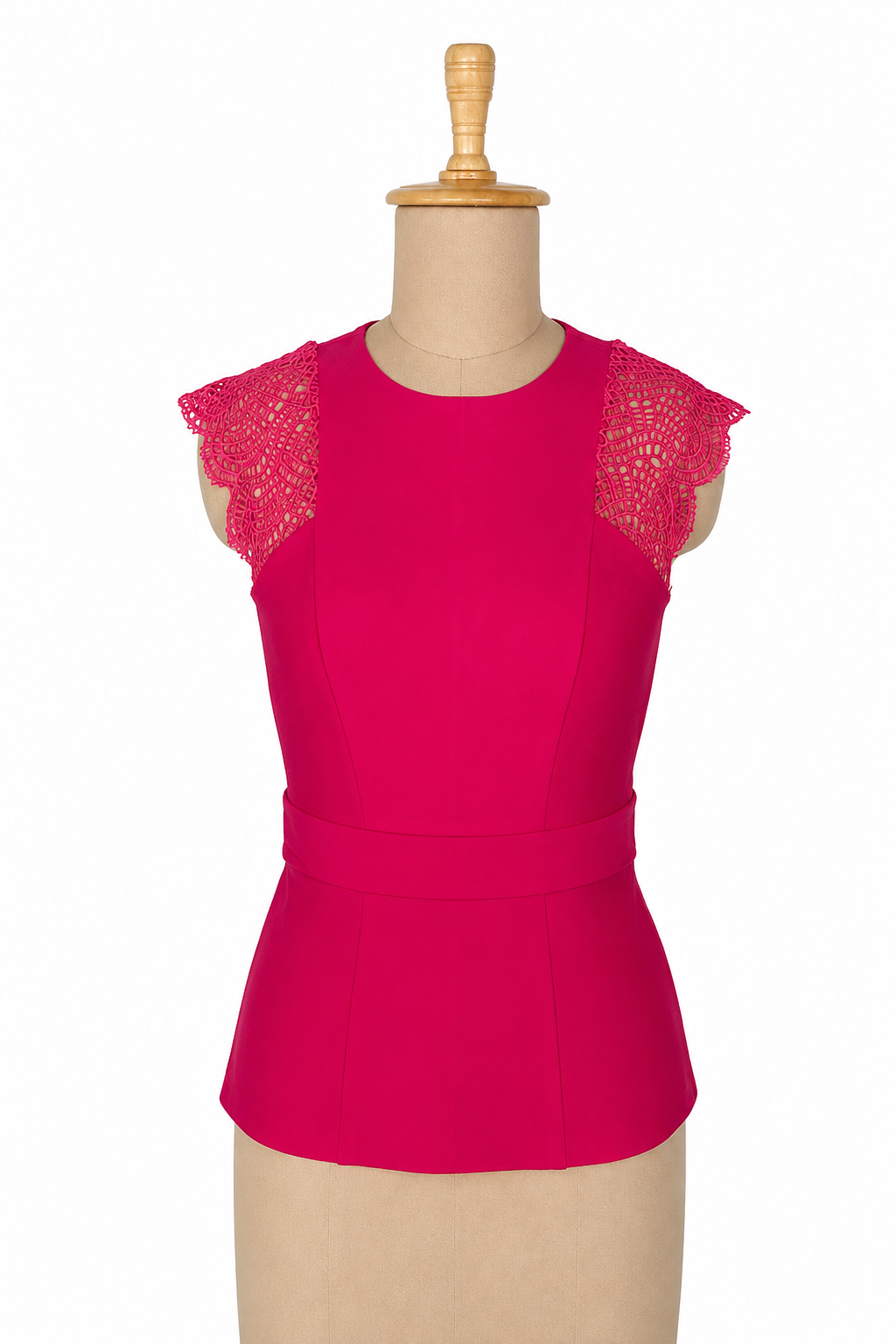 Karen Millen Fuchsia Lace-Sleeve Top
