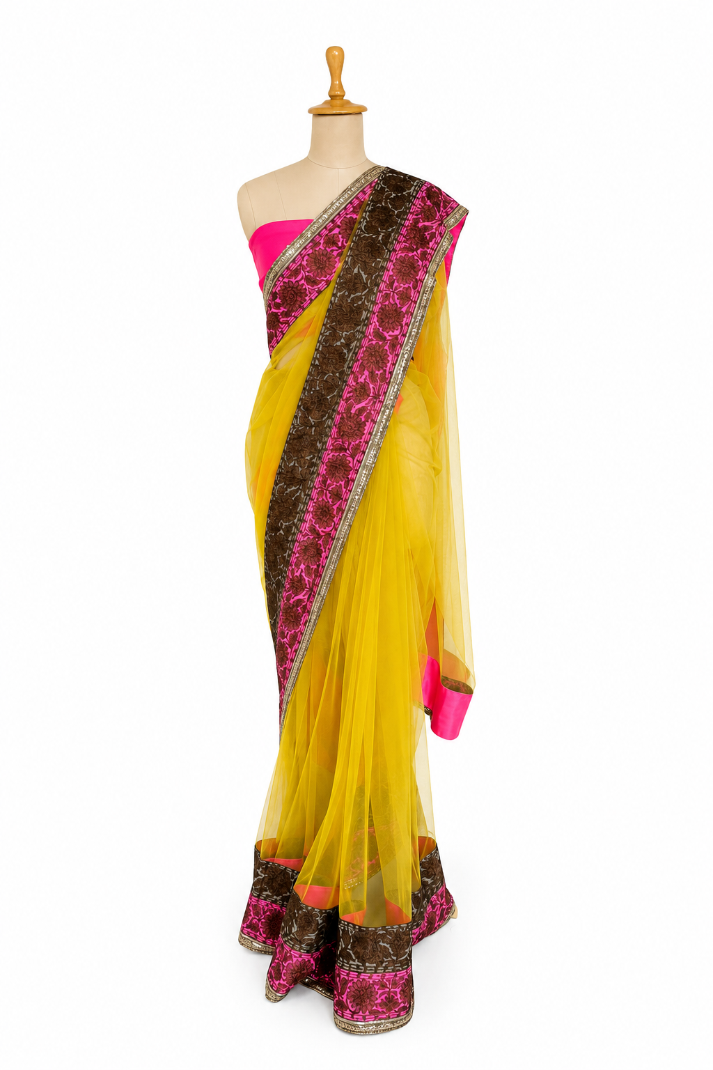 Manish Malhotra Yellow & Pink Embellished Saree