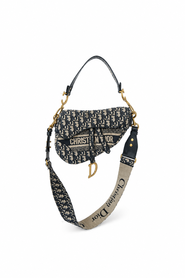 Dior Saddle Bag – Blue Dior Oblique Embroidery
