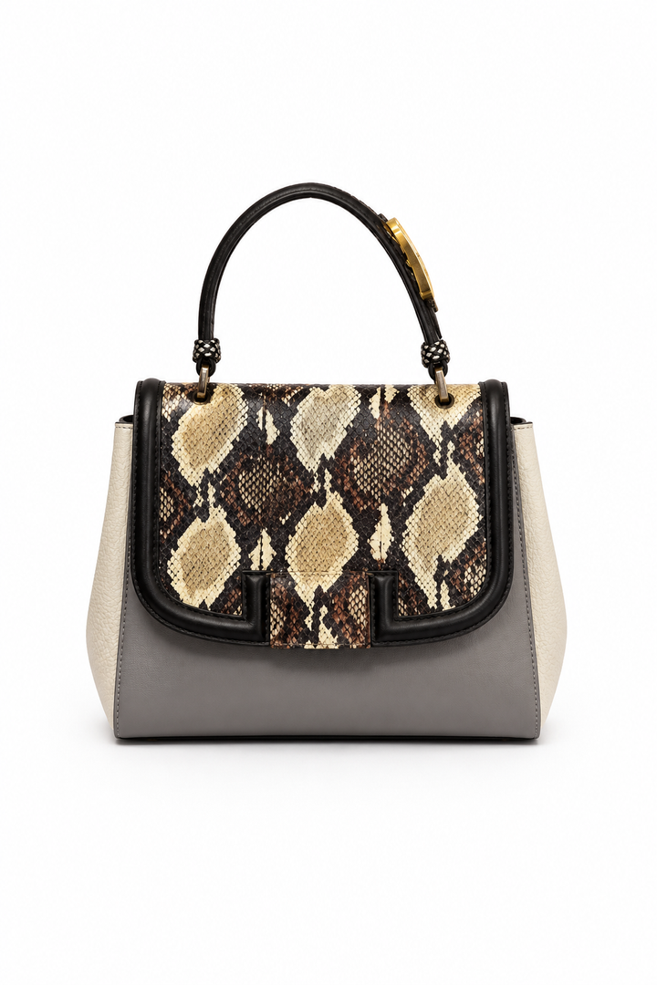Fendi Multicolor Leather and Python Silvana Top Handle Bag