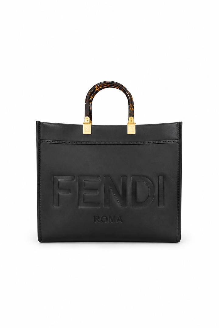 Fendi Sunshine Black leather shopper tote