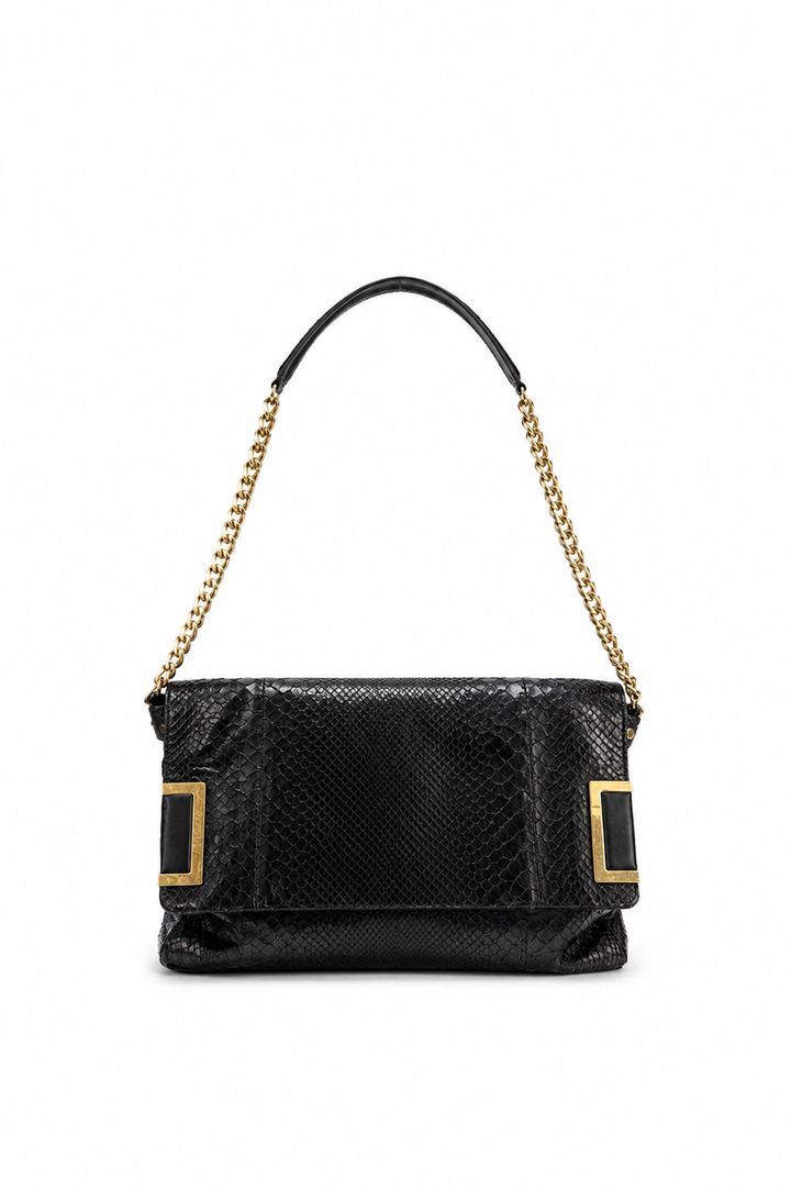 Jimmy Choo Black Leather Chain Shoulder Bag