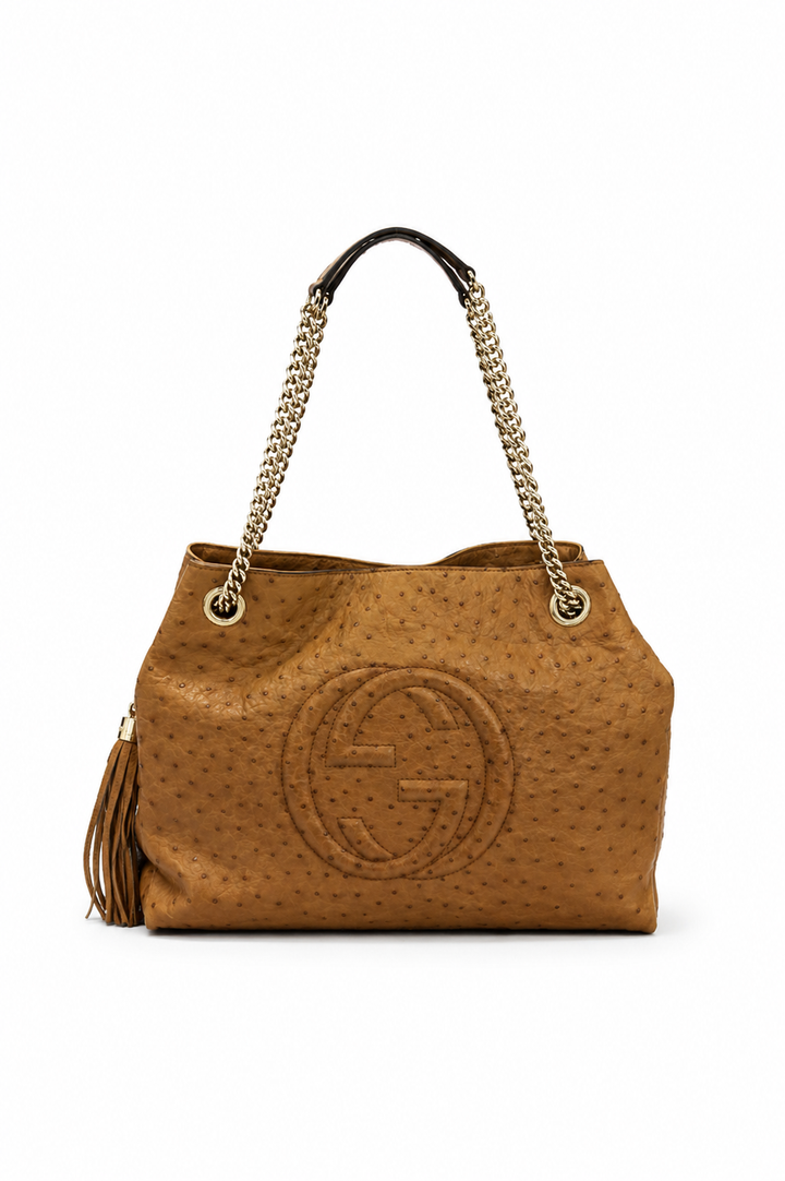 Gucci Ostrich Leather Soho Chain Shoulder Bag