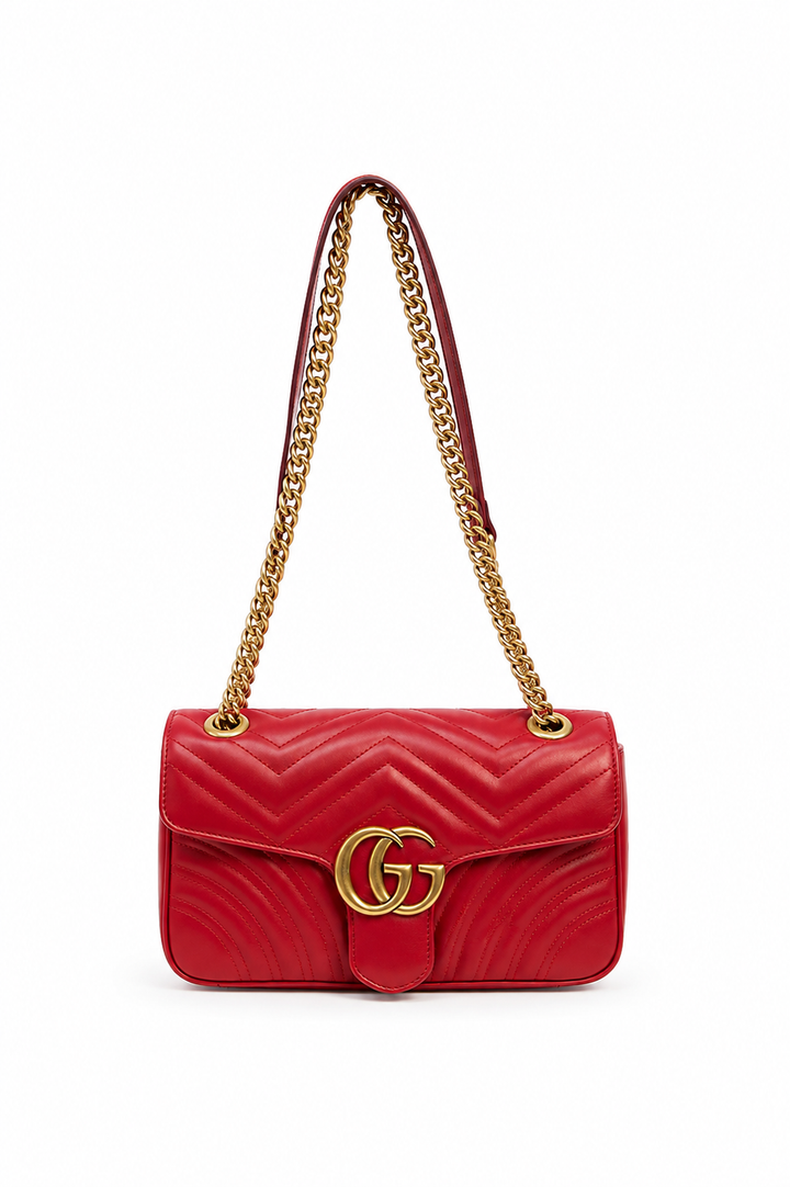 Gucci Marmont GG Small Red Matelassé Crossbody Bag