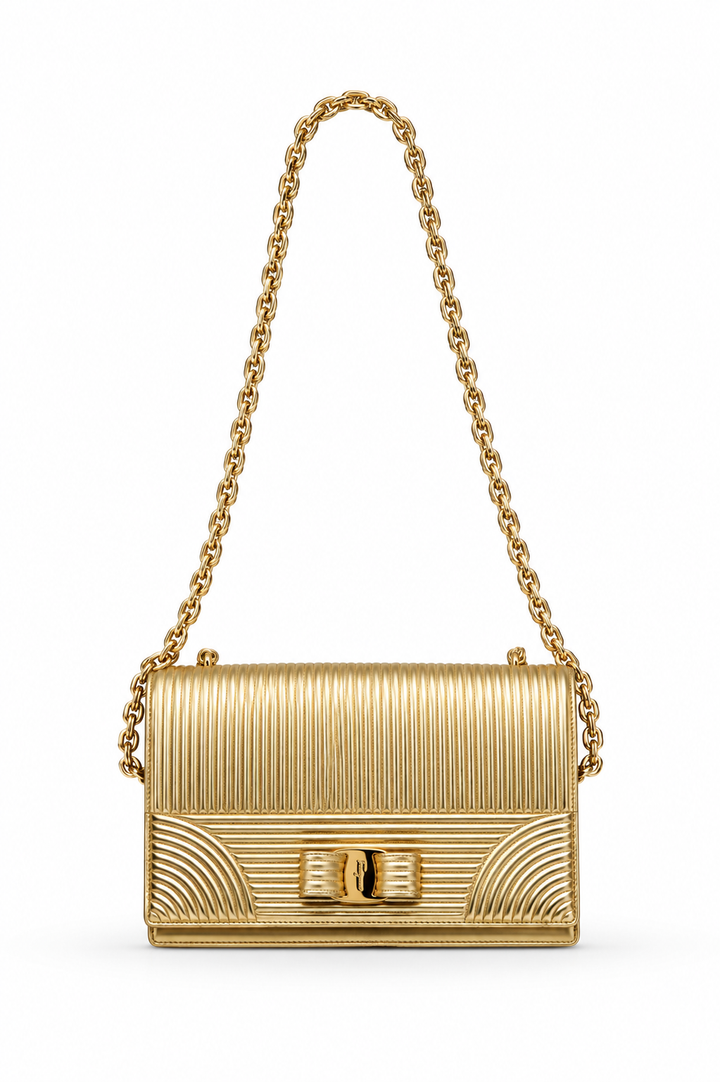 Salvatore Ferragamo Ginny Vara Bow Textured Leather Cross Body Bag