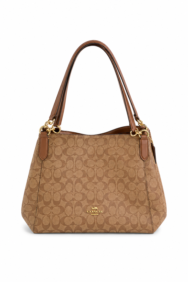 Coach Signature Brown Hallie Shoulder Bag