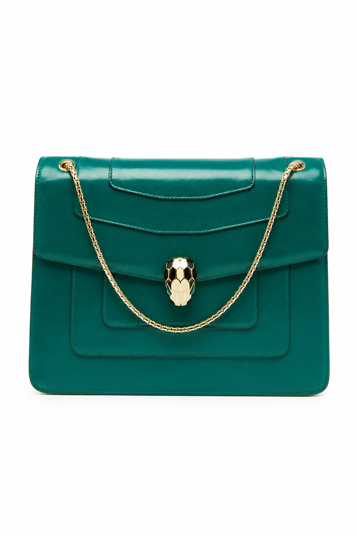 Bvlgari Green Leather Serpenti Forever Shoulder Bag