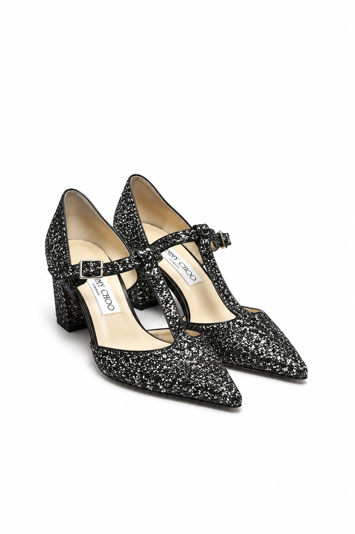 Jimmy Choo Glitter Block heels Size 38