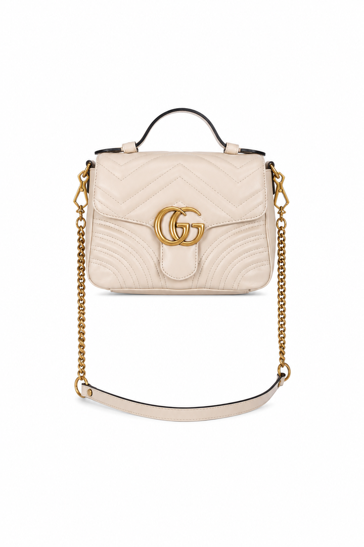 Gucci Leather GG Marmont Top Handle Bag