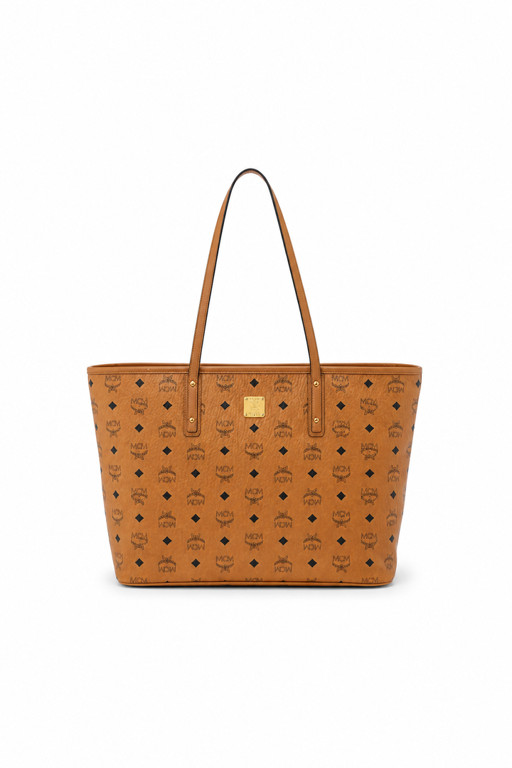 MCM Visetos Medium Anya Top Zip Shopper Tote