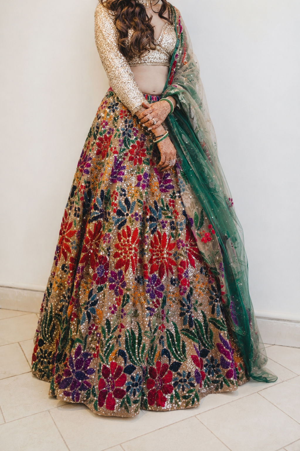 Seema Gujral Multicolour Floral Embellished Lehenga Set