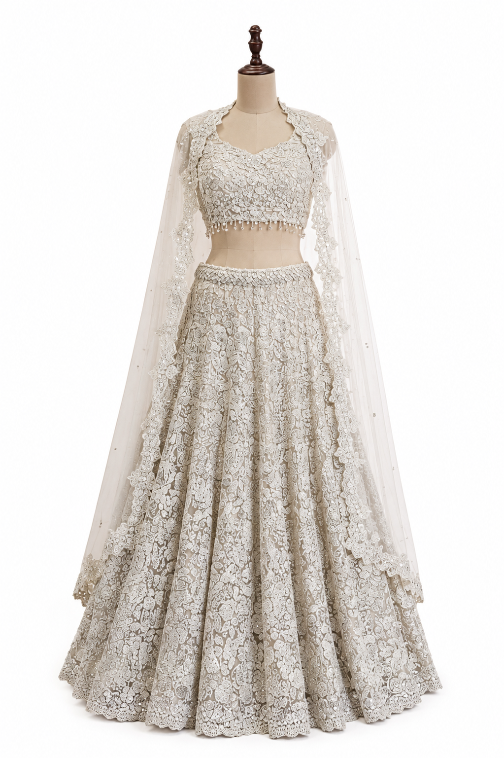 Seema Gujral Ivory Embellished Bridal Lehenga Set