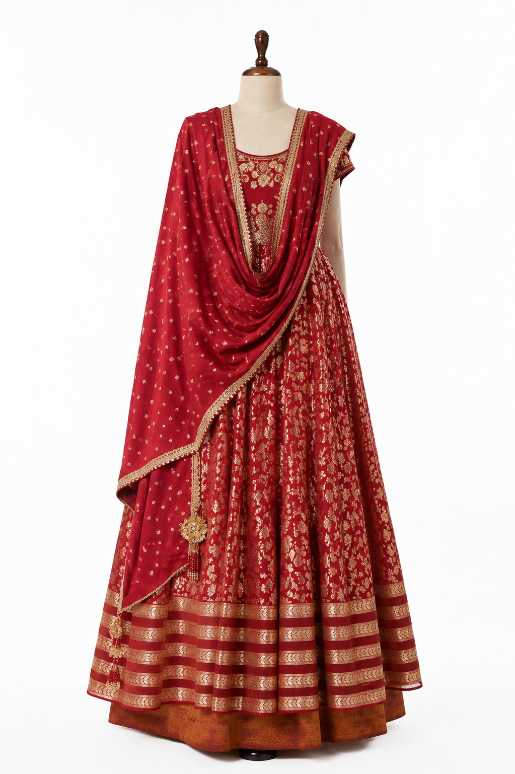 Vikram Phadnis Red Embroidered Anarkali Set